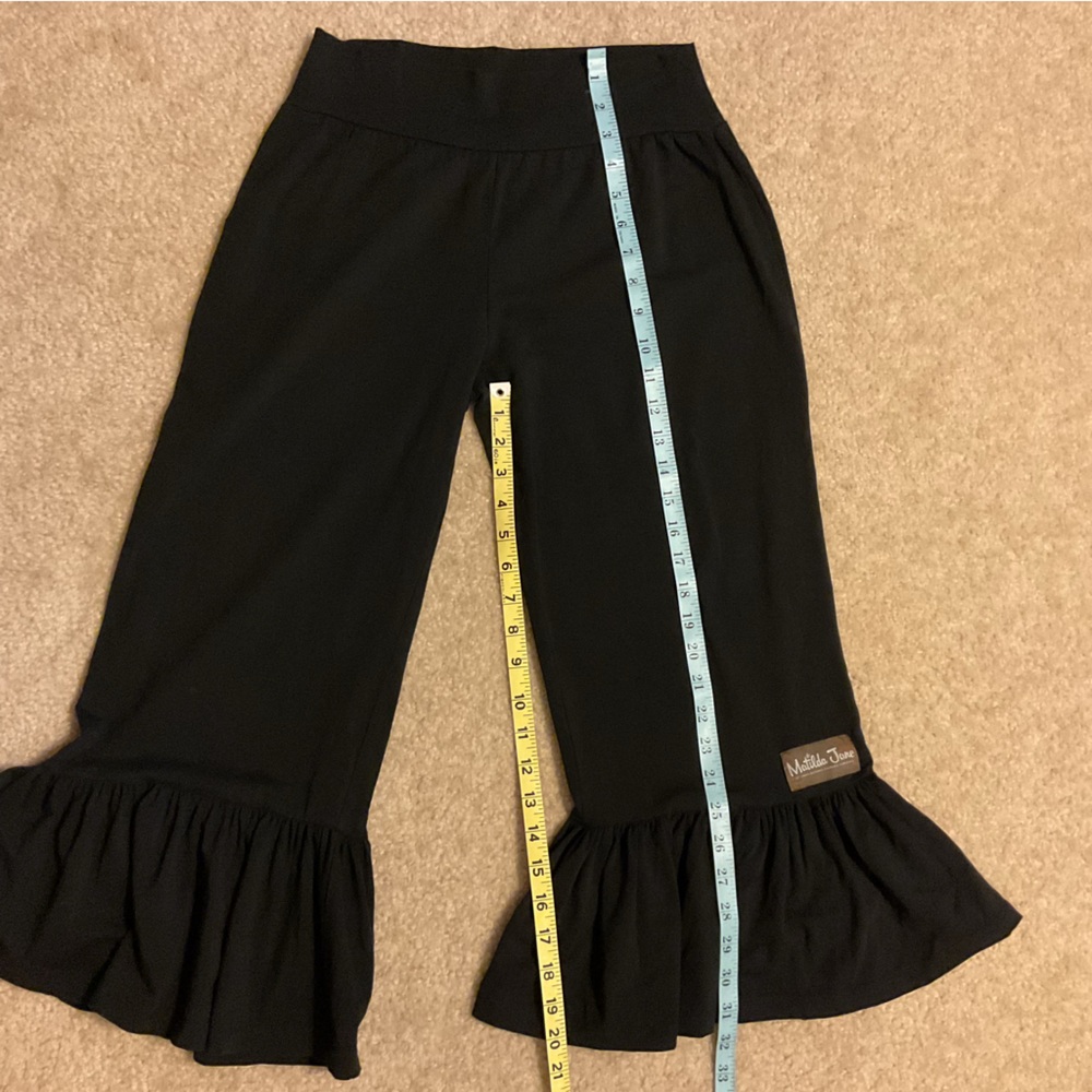 Matilda Jane Big Ruffle Wide Leg Cropped Pull On Black Stretch Pants Women’s M - Picture 5 of 12